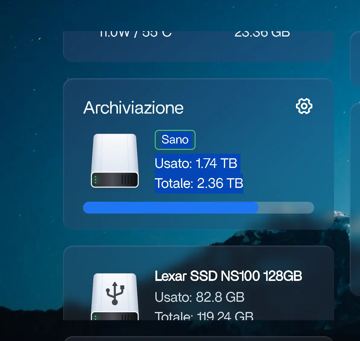 Schermata reale del sistema di archiviazione SmartHausIT